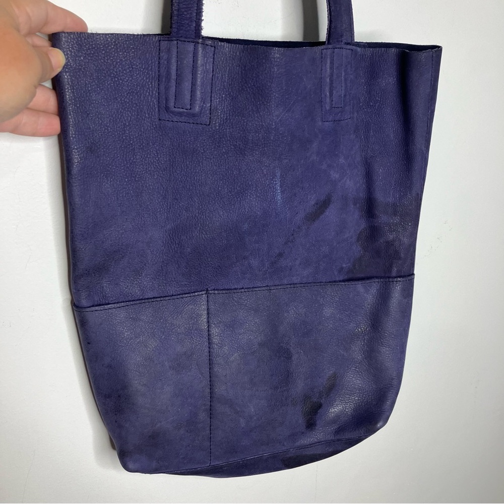 Noonday collection blue purple‎ leather tote bag